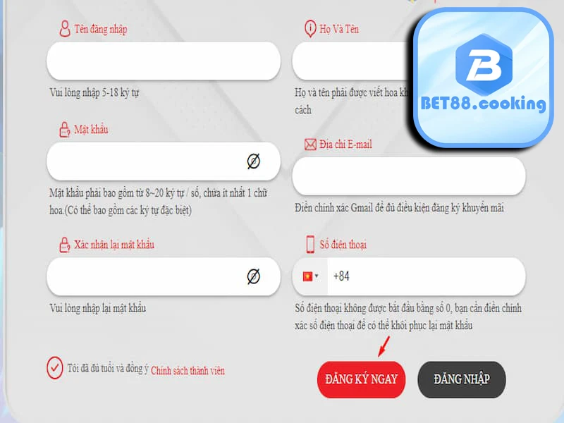 Đăng ký nhanh tài khoản BET88 như thế nào? 